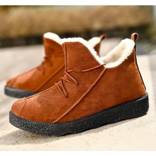 New Winter Womens Cotton Shoes Plus Velvet Super Warm Non-slip Wear-resistant Suede Fluffy Short Boots Wild Casual Shoes B24-04