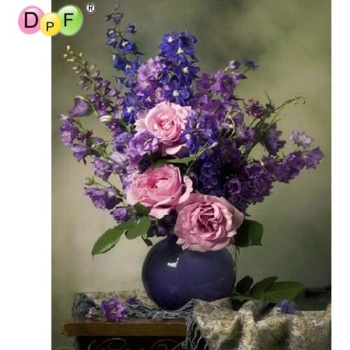 New Purple flower 3D diy diamond painting embroidery pasted square drill home decor Mosaic diamond pattern cross stitch pictures
