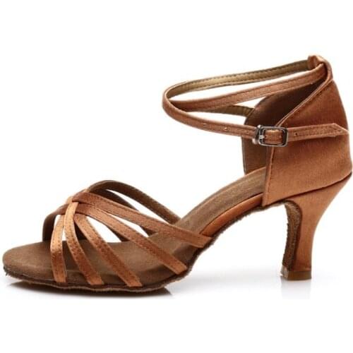 Adult girl latin dancing high heel shoes soft bottom shoes womens latin dance shoes satin Plus Size Ballroom Salsa dance Shoes