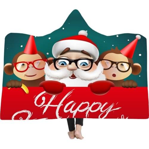 Christmas Print hooded blanket Gamepad Flannel Throw Blanket cloak blanket thickened hood blanket cloak siesta hooded blanket