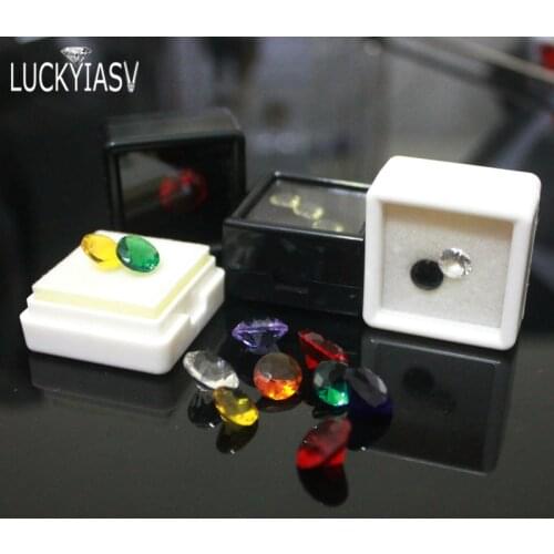 Wholesale 100Pcs Gemstones Display Box Loose Diamond Jewelry Organizer Case Holder Gem Storage Container White Black