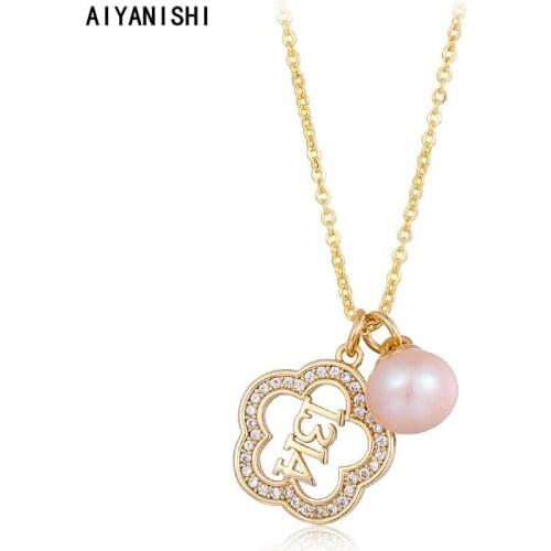 AIYANISHI 18K Gold Filled Natural Freshwater Pearl Necklaces Charm Lover Necklaces Jewelry Freshwater Pearl Choker necklace