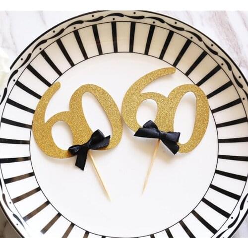 Custom GOLDEN sixty glitter Cupcake Topper/Personalised Anniversary Topper/60 Birthday decorations/gold and black toppers