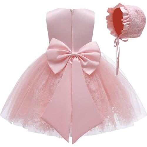 Newborn Flower Pink 1st Birthday Dress For Baby Girl Clothes Party And Wedding Dresses White Princess Tutu White Dress Ceremony