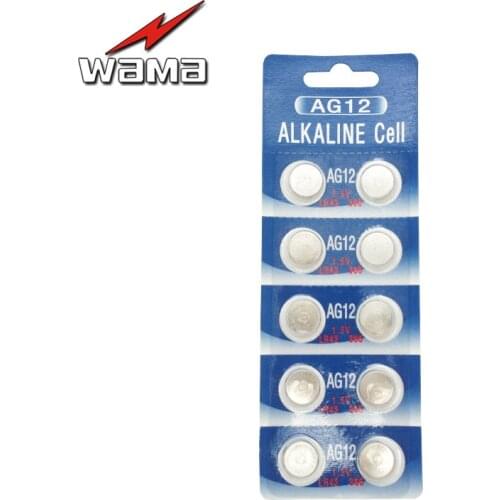 10x Wama AG12 LR43 386 301 1.5V Alkaline Button Cell Coin Battery Wholesales Disposable Calculator Toys