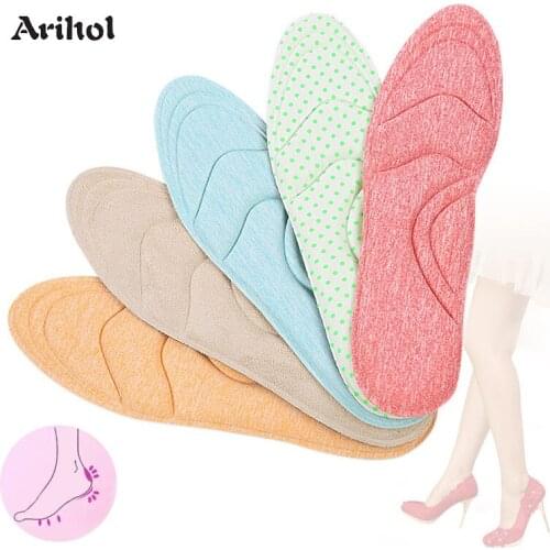 Shoe Insoles Women Cushioned Insoles Breathable Sponge Barefoot Comfort High Heel Inserts Massaging Shoe Pad Foot Pain Relieve