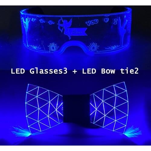 LED Technology Glasses LED Acrylic Bow Tie LED Product Set Light up Party Glasses LED Glasses Men Necktie Carnival DJ Party Prop