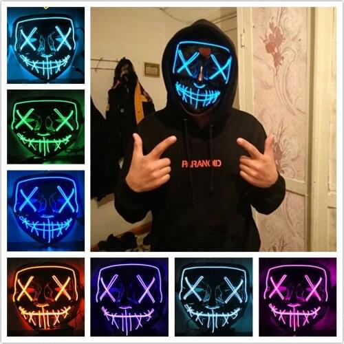 Halloween Lights LED Mask String Lights Neon Mask Cosplay Halloween Party Decoration Outdoor Bar Holiday Lights Battery Operated