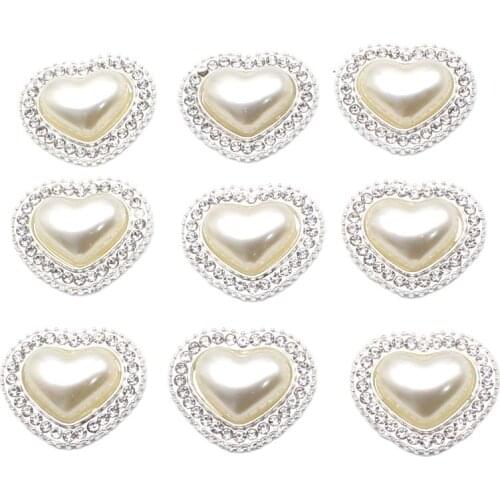 Silver Heart Alloy Pearl DIY Handwork Sewing Decoration Accessories10Pcs/Lot 20*22MM Jewelry Accessories