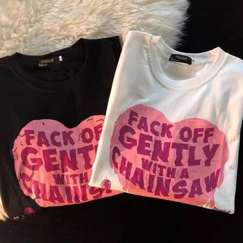 Summer 2021 New Loose Love Printing Short-sleeved T-shirt Female Wild Casual Couple Top