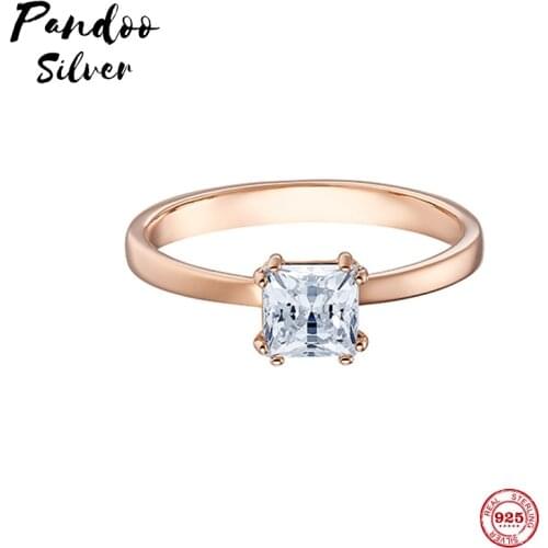 PANDOO Fashion Charm Pure 925 Silver Original 1:1 Copy, Simple Design Elegant Wild Ring Ring Female Luxury Jewelry Gifts