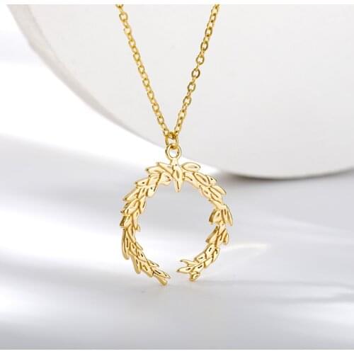 New Fashion Olive Branch Necklace For Women Choker Gold Sliver Color Peace Leaf Laurel Wreath Pendant Necklaces Boho Jewelry
