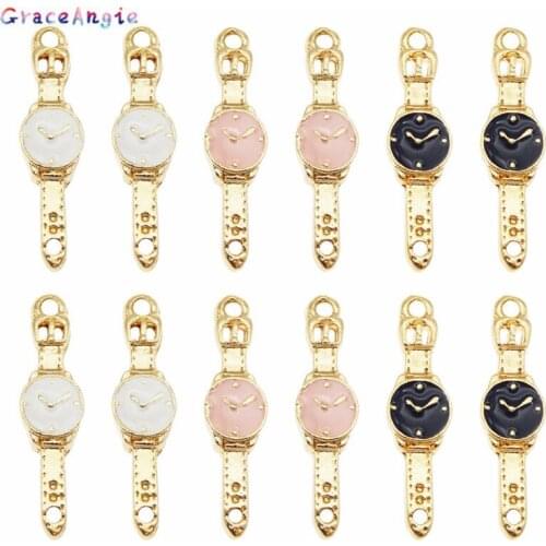 15pcs Enamel Clock Charms Connector Bracelet Pendant Hair Jewelry Necklace Alloy Earrings package accessories DIY Keychain Gifts