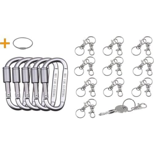20 Small Removable Screw Caps For Key Rings With D Ring Clip D Shape Super Durable Strong And Large Carabiner