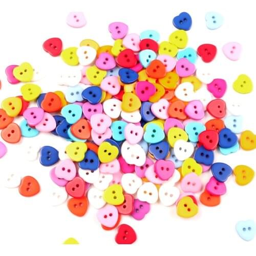 200Pcs Multicolor Resin Hearts Shape Apparel Sewing Buttons For Kids Clothes Scrapbooking Decorative Handicraft DIY Accessories