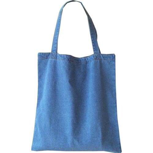 6PCS / LOT Women Shopping Bag Tote Pouch Simple Female Large Capacity Korea Pure Color Shoulder Denim School Bag