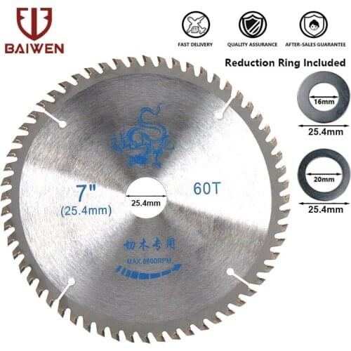 7 Inch Wood Cutting Blade 60T Circular Carbide Saw Blade For Woodworking Cutting Disc Grinder Blades with 16/20mm Inner Ring