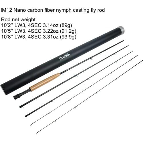 Aventik IM12 3wt Nymph Special IM12 Nano 3wt 10'2'', 10'5'', 10'8'' 4SEC Medium Fast Action Super Light Nymph Cast Redington Rod