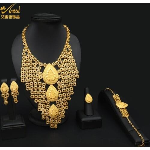 ANIID Copper Necklaces Gold Jewelry Set For Women 24K Original Africaine Dubai Wedding Ethiopian Set Traditional