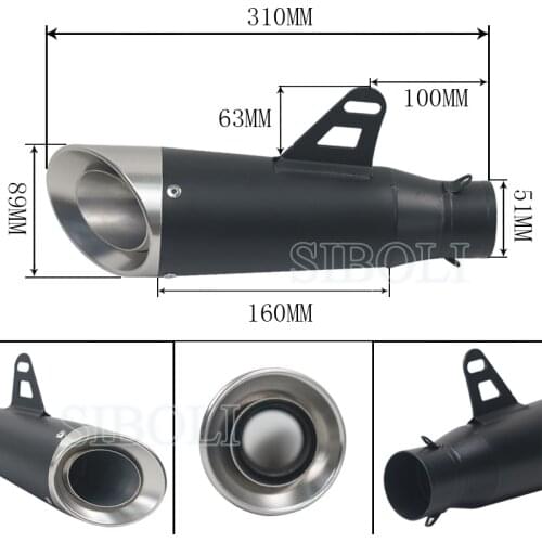 51mm Motorcycle Exhaust Muffler Steel Exhaust Scooter Racing Project Sport Motorbike Pipe R1 R3 CB600 FZ6 Nvx155