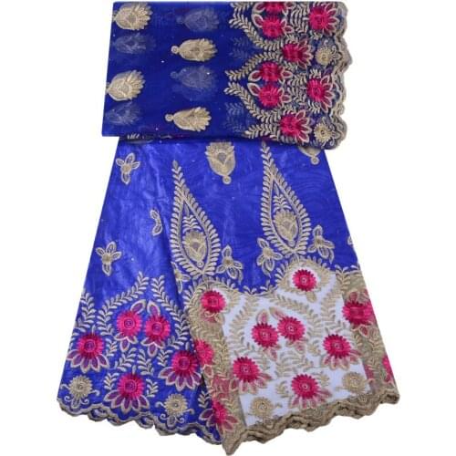 Hot Sale High Class 5 Yards Bazin Riche Getzner 2018 African Bazin Riche Getzner Fabric+2 Yards Mesh Tulle Lace With Beads 1293