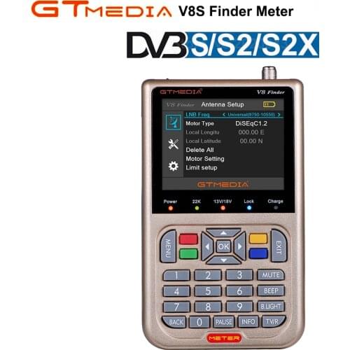 GTMEDIA FREESAT V8 Finder Meter DVB-S2 Satellite Finder 3000mA Battery DVB-S2X H.265 Sat Finder 1080P Digital DVB-S DVB finder