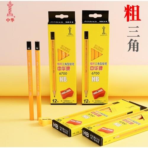 China 6700 Thick Triangle Pencil HB Calligraphy Big Triangle Pencil Childrens Drawing Sketch Student Positive Pencil