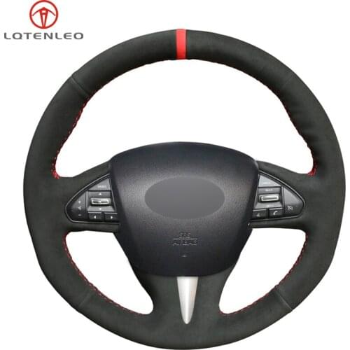 LQTENLEO Black Suede Car Steering Wheel Cover For Infiniti Q50 Q50L 2013 2014 2015 2016 2017 QX50 2015 2016 2017
