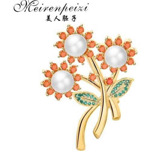 Meirenpeizi Flower Brooch Pin Fashion Women Maki Jackets Red Flower Corsage Gift Red Rose Pins Jewelry Gift For friends