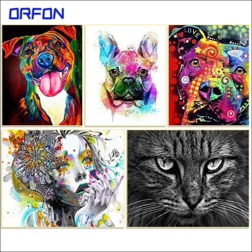 ORFON 40x50cm Painting By Numbers Colourful Dogs DIY Digital Painting Frameless Drawing By Numbers On Canvas Home Decor