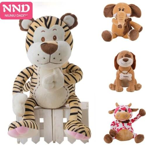 Niuniudaddy cute plush toy animal kid dolls with high quality stuffed elephant plush tiger soft dog beautiful cow