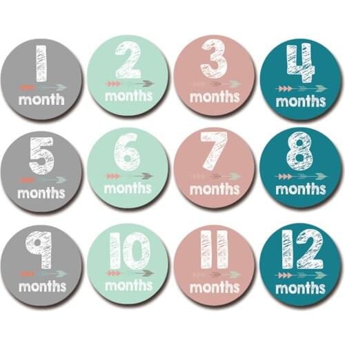 New 12 Pcs/set 1-12 Month Sticker Baby Photography Milestone Memorial Monthly Newborn Kids Commemorative Card Number Photo Props