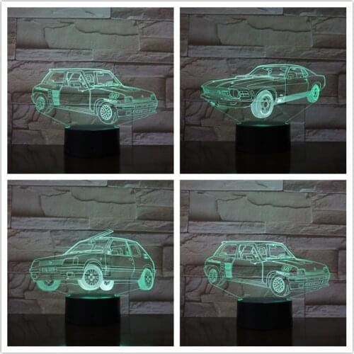 New Cool 3D Car Theme Night Light LED USB Table Desk Lamp Home Decor Christmas Gift Kids Toys Birthday Present Multicolor 2728