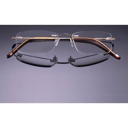 Rimless Reading Glasses Women Men Transparent Blue Light Blocking Frameless Computer Glasses Ultralight portable pure titanium