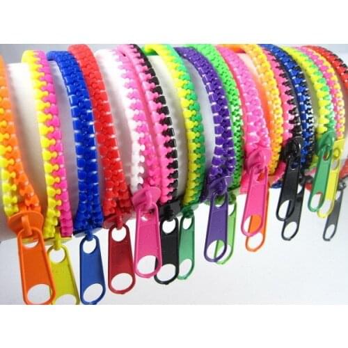 Wholesale 50pcs/lot Mix colors Unisex Acrylic Rock Punk Zipper Bracelets Hip Zip Zipper Bangles Jewelry Gifts