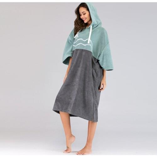 Unisex Thick Beach Robe Surf Swimming Bath Robe Hooded Poncho Towel