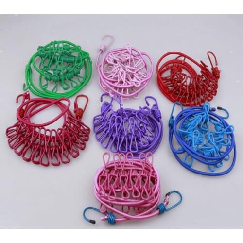 Portable Elastic Windproof Drying Clothes Hanger Clothes Line with 12 Clips Drying Rack Clothes Line Travel Retractable Rope