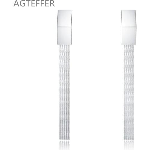 AGTEFFER 925 Sterling Silver Earring For Women Geometric lines Earring Christmas Gift Party Wedding Fashion Jewelry