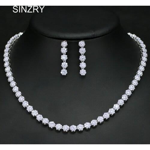 SINZRY 2018 new exquisite bridal jewelry set cubic zirconia classic luxury wedding choker necklace earring jewelry sets women