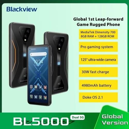 Blackview BL5000 Dual 5G Smartphone IP68 Waterproof 30W Fast Charge Rugged Gaming Phone 8GB+128GB 4980mAh Global Mobile Phone