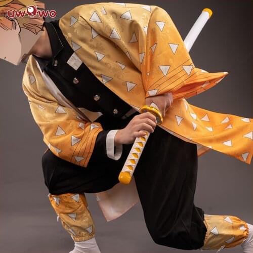 Pre-Sale Uwowo New Design Demon Slayer: Kimetsu no Yaiba Agatsuma Zenitsu Cosplay Costume Demon Slaying Corps Uniform Man