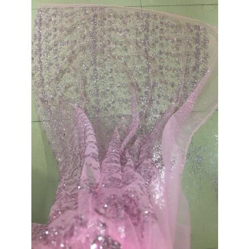 Stock 5yards CH092# Lilac colour flash powder lace fabric for bridal wedding dress/sawing Free shipping