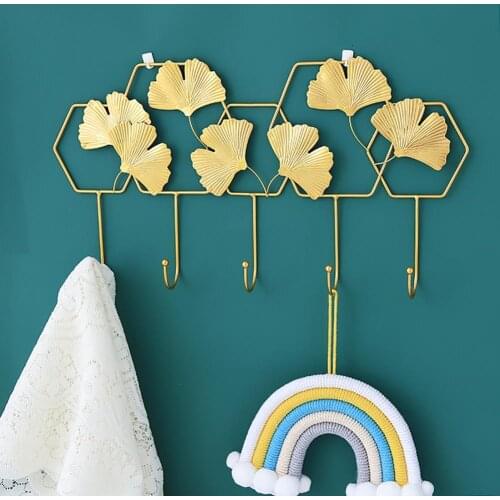 Ginkgo Leaf Coat Hook Door Behind Hanger Hook Nordic Style Wall Coat Rack Space Saving Wall Hook for Home Bathroom Organizer