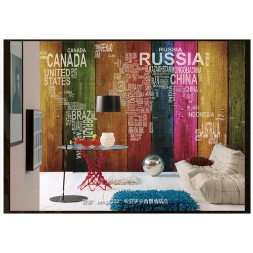 High Quality Custom 3d photo wallpaper mural Alphabetic world map color TV setting wall board wall murals room wallpaper decor