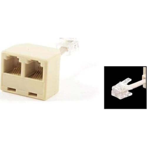 WSFS Wholesale 2 X Telephone RJ11 Male Line to Double RJ11 Female Jack Filter Splitter Adapter