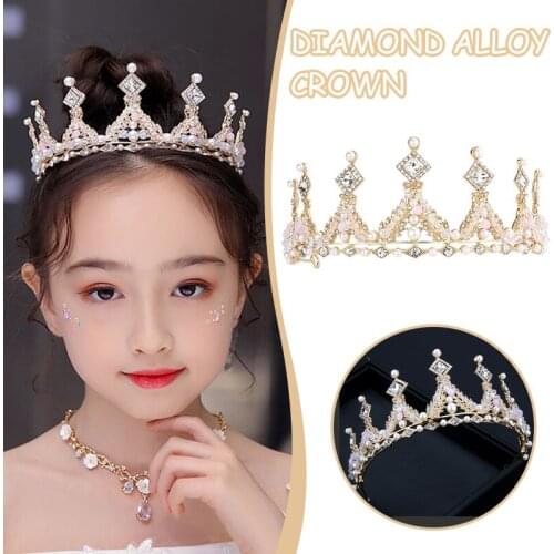 Vinatge Royal Crown Hair Hoop Glittery Rhinestone Beaded Tiaras Adjustable Alloy Hair Accessories for Kids Girls Women BH