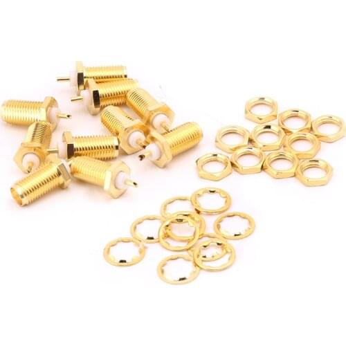 10Pcs/Set SMA-KY RF Connectors SMA Female Nut Bulkhead Handle Deck Clip Solder Cup
