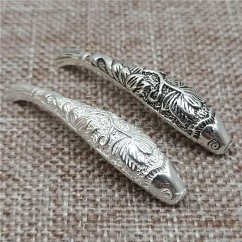 925 Sterling Silver Curve Fish Tube Beads for Bracelet Necklace