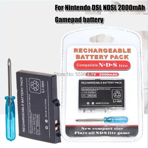 2000mAh 3.7V Rechargeable Lithium-ion Battery For Nintendo DS Lite Replacement Battery Pack With Mini Screwdriver for NDSL