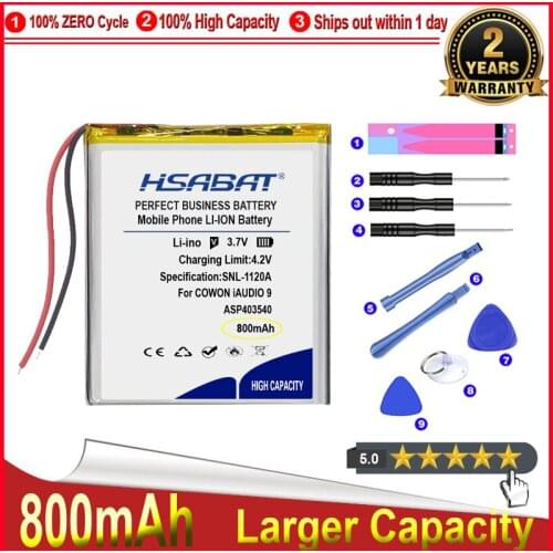 HSABAT 0 Cycle 800mAh Speaker Battery for COWON iAUDIO 9 i9 High Quality Replacement Accumulator